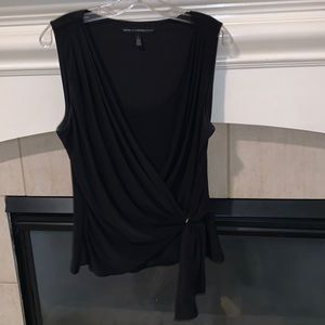 White House Black Market, V-neck cross over, Top with mock tie